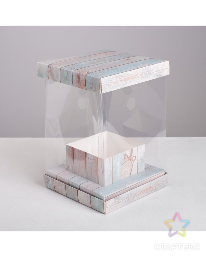 Коробка для цветов с вазой и PVC окнами складная «Счастье», 16 х 23 х 16 см арт. СМЛ-74882-1-СМЛ0004515428 2