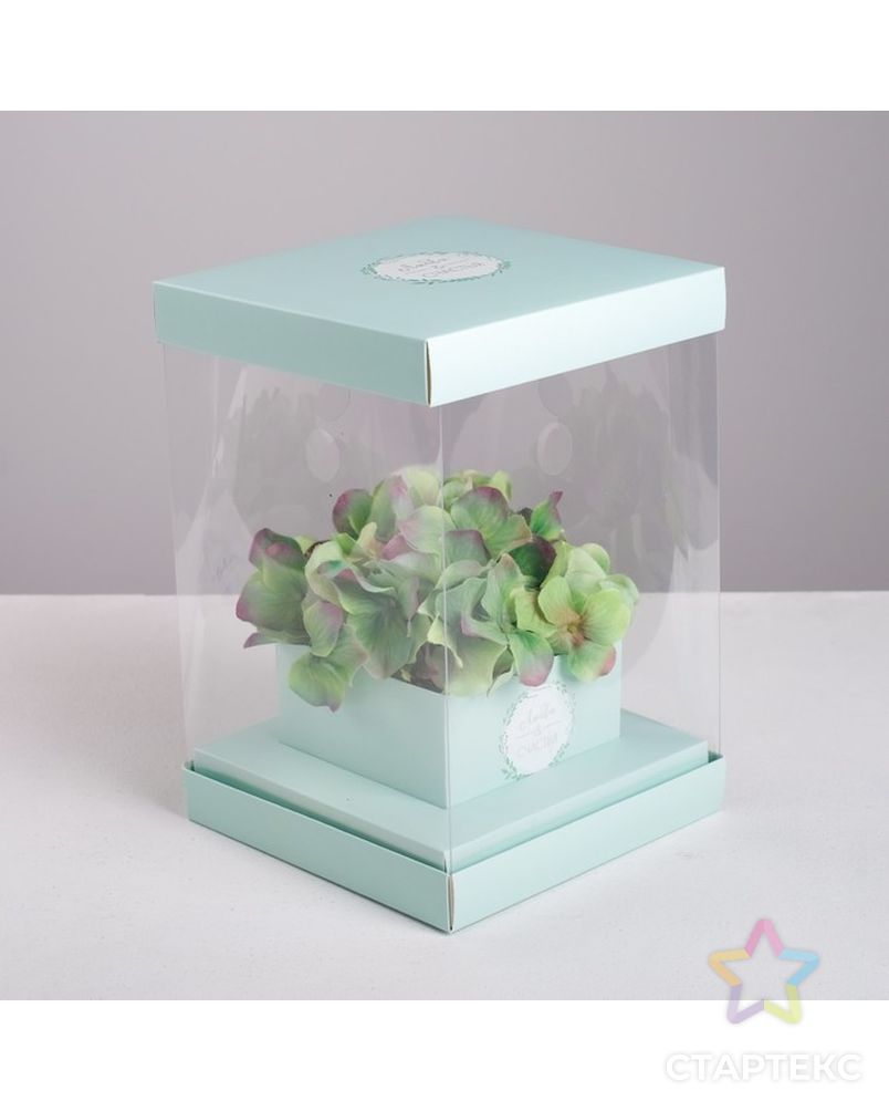 Коробка для цветов с вазой и PVC окнами складная «Любви и Счастья», 16 х 23 х 16 см арт. СМЛ-74883-1-СМЛ0004515429 1