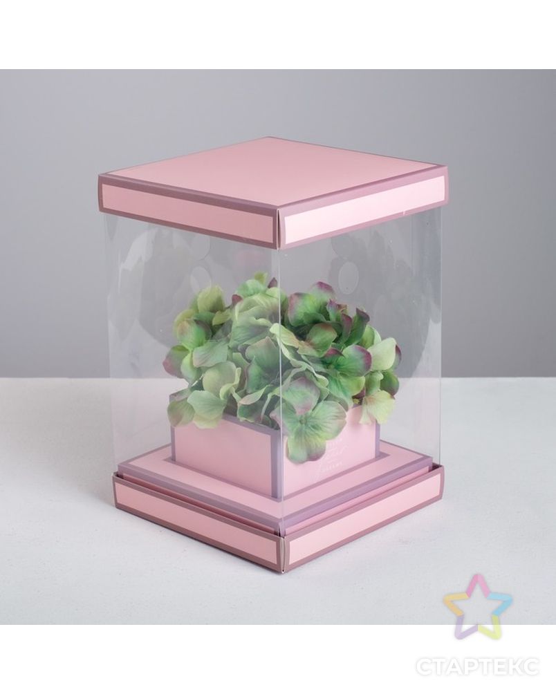 Коробка для цветов с вазой и PVC окнами складная «Вдохновение», 16 х 23 х 16 см арт. СМЛ-74884-1-СМЛ0004515430 1