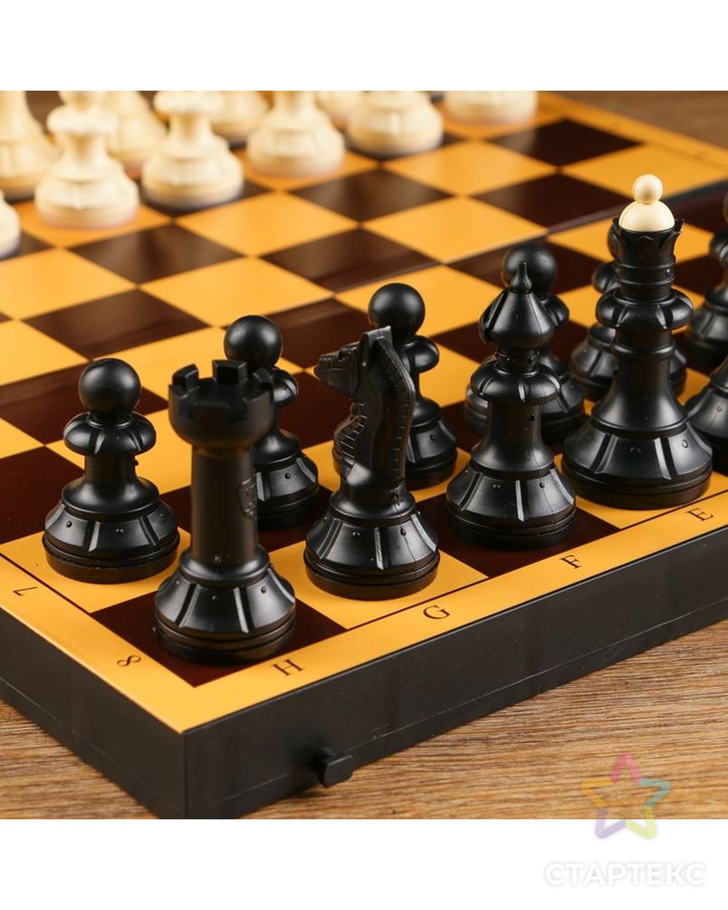 Шахматы "Топ" (доска пластик 30х30 см, фигуры пластик, король h=7,5 см) арт. СМЛ-112307-1-СМЛ0004519629 3