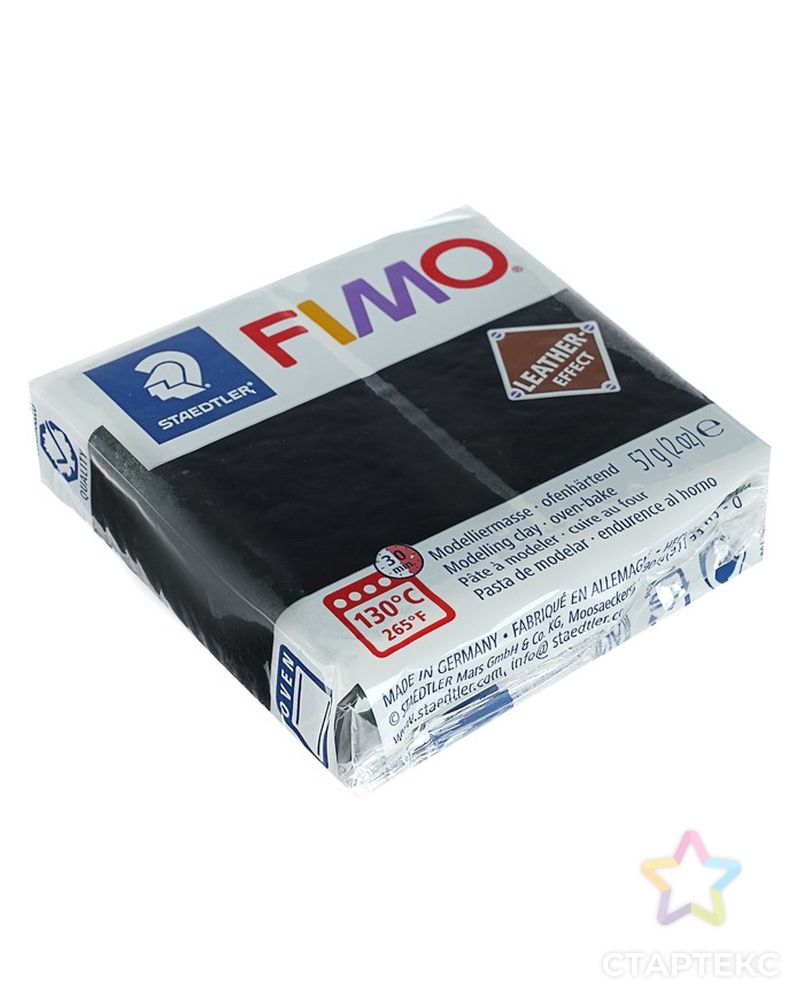 Полимерная глина запекаемая FIMO leather-effect (с эффектом кожи), 57 г, чёрный арт. СМЛ-229217-1-СМЛ0004523367 2