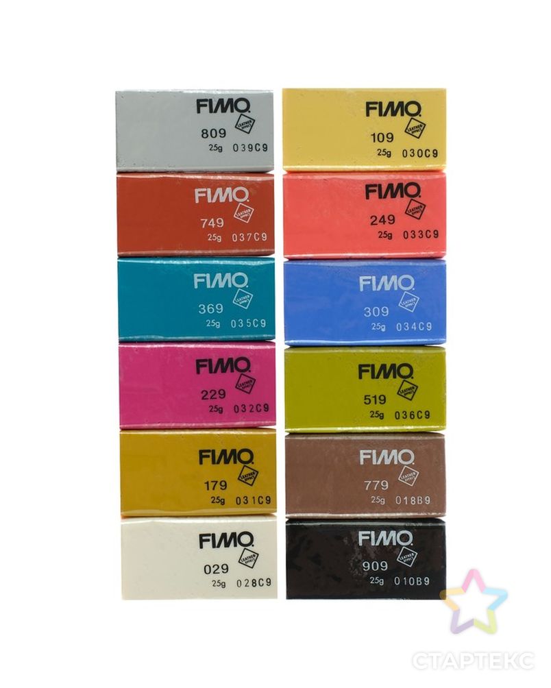 Полимерная глина запекаемая набор FIMO leather-effect (с эффектом кожи), 12 цветов по 25 г арт. СМЛ-229220-1-СМЛ0004523378 4