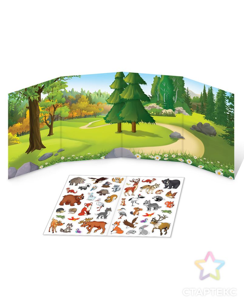 Многоразовые наклейки набор «Изучаем животных», 2 шт. арт. СМЛ-205665-1-СМЛ0004543062 3