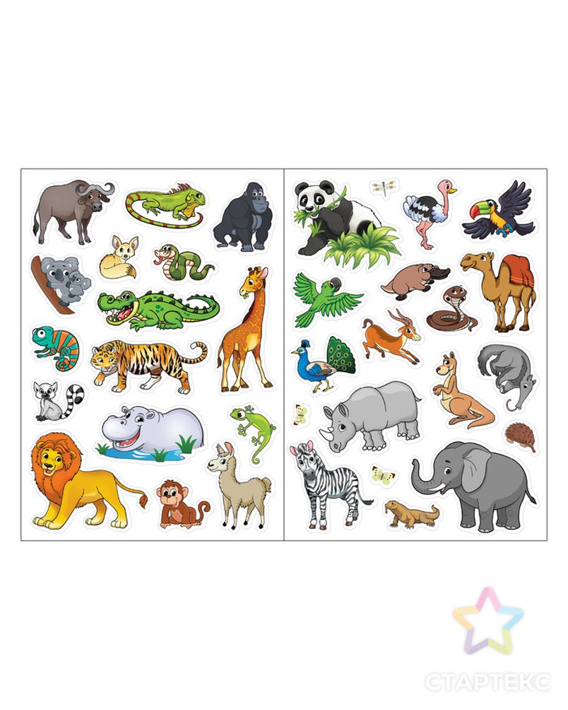 Многоразовые наклейки набор «Животные со всего света», 2 шт. арт. СМЛ-205667-1-СМЛ0004543064 4
