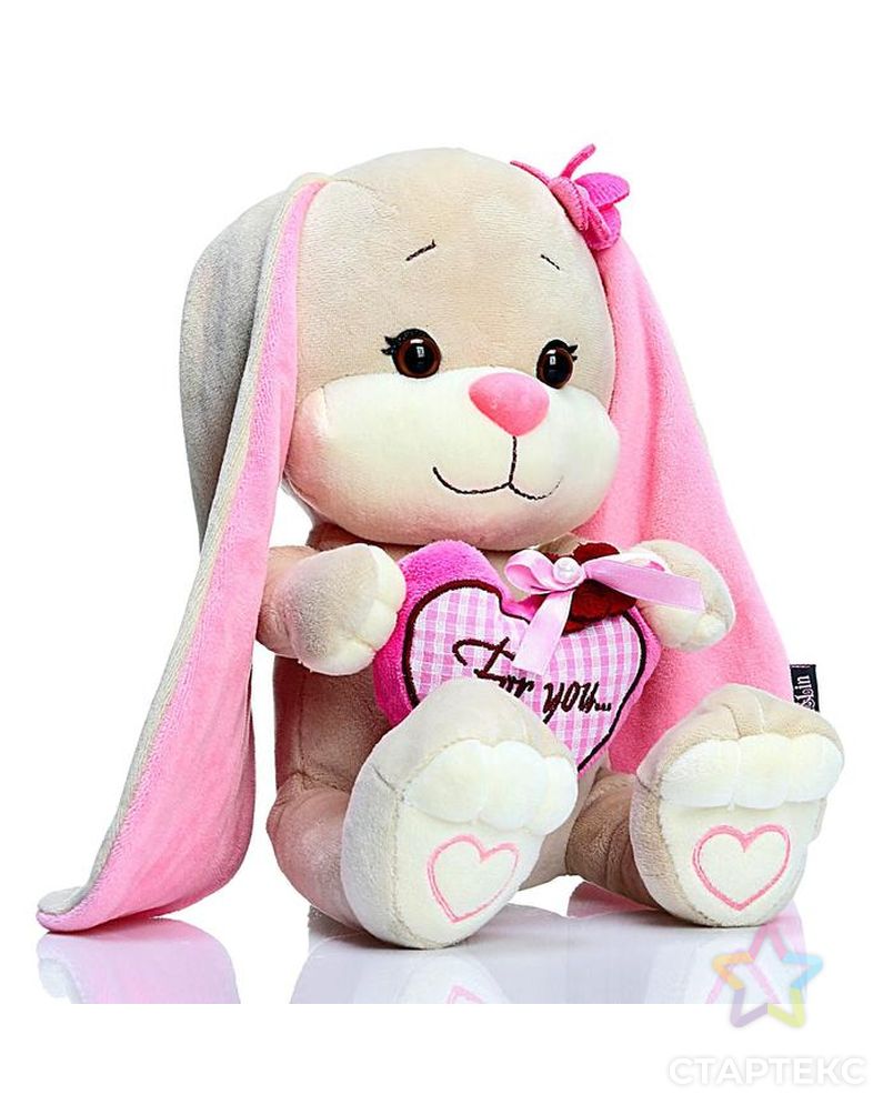 Мягкая игрушка «Зайка Лин» с розовым сердцем, 25 см арт. СМЛ-71674-1-СМЛ0004560897 2