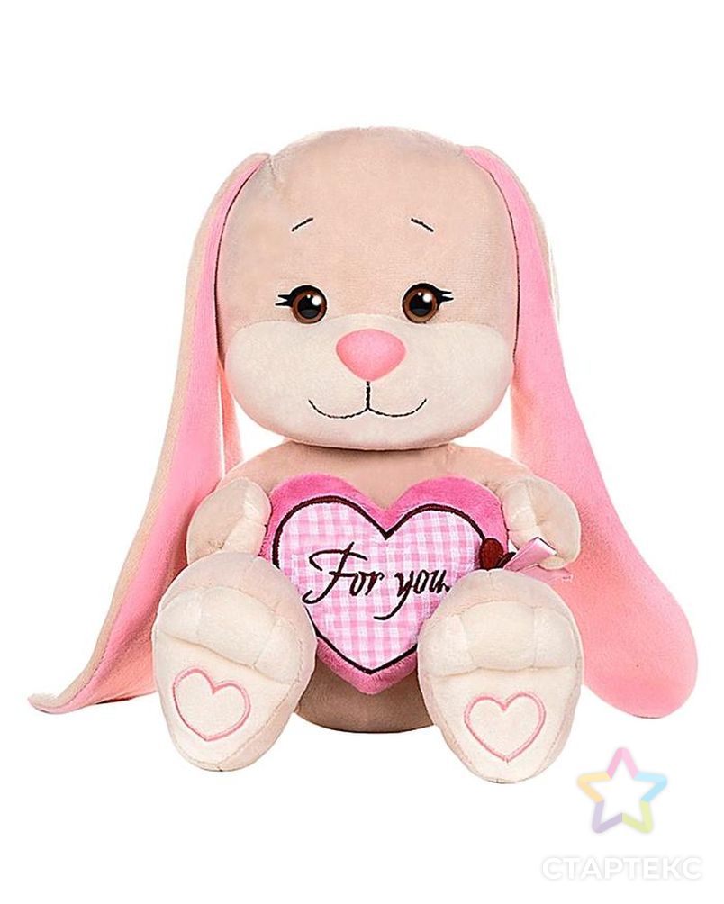 Мягкая игрушка «Зайка Лин» с розовым сердцем, 25 см арт. СМЛ-71674-1-СМЛ0004560897 3