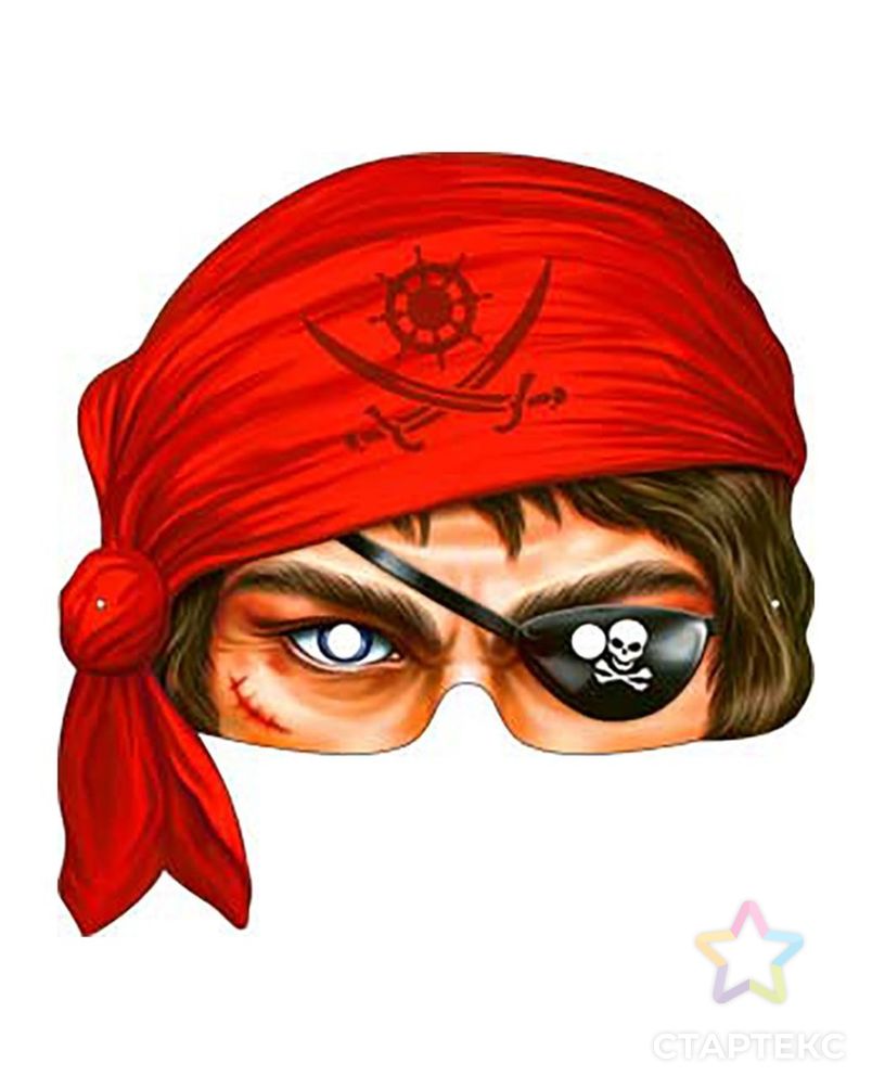 Карнавальная маска "Пират", на резинке, цвет красный арт. СМЛ-190617-1-СМЛ0004562143 1
