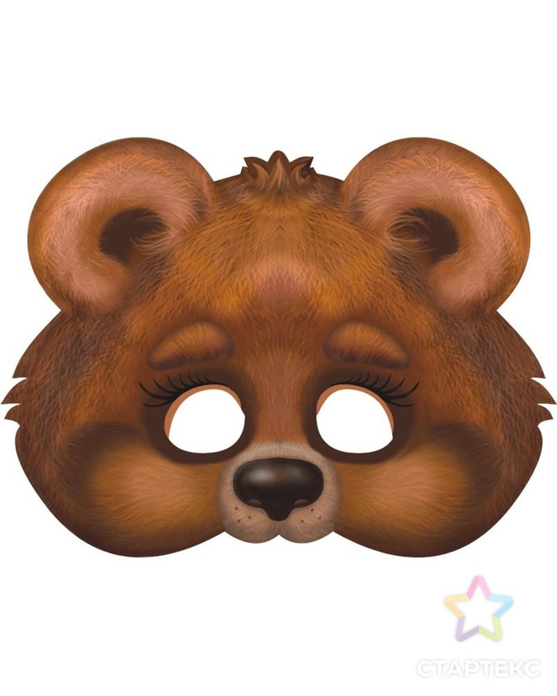 Карнавальная маска "Медвежонок", 200 х 300 мм арт. СМЛ-146393-1-СМЛ0004562227 1