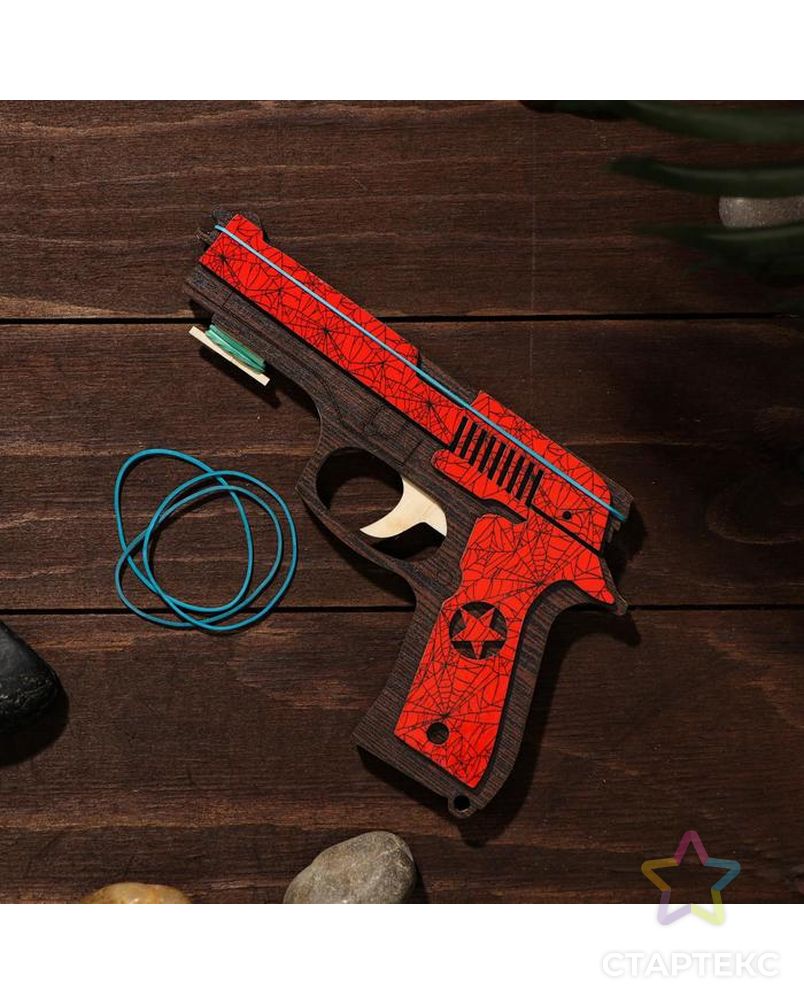 Сувенир деревянный «Резинкострел, красный гранит» + 4 резинки арт. СМЛ-127645-1-СМЛ0004577001 1