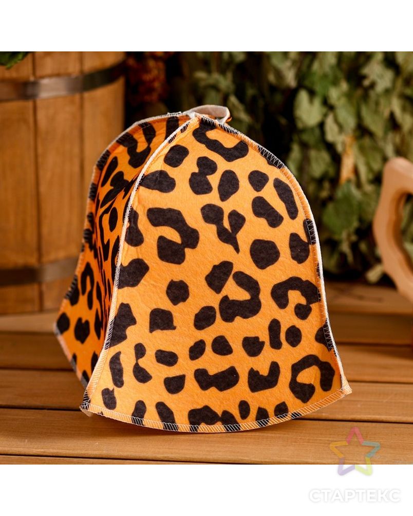 Набор банный "Леопард" с термомепатью ( шапка, коврик, рукавица) арт. СМЛ-175408-1-СМЛ0004577148 2