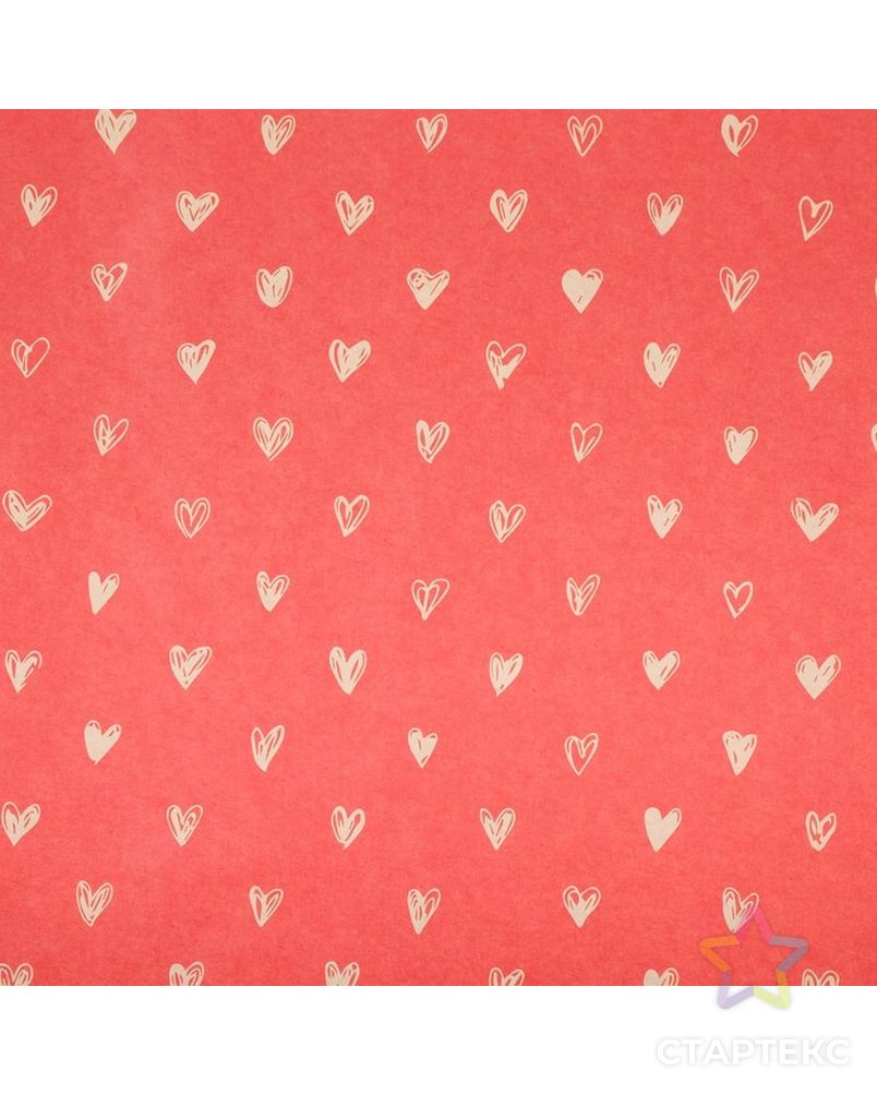 Бумага крафтовая «Сердечки», фон красный, 50 × 70 см арт. СМЛ-75380-1-СМЛ0004580640 3