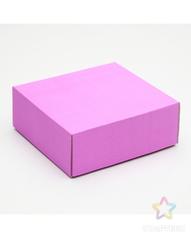 Коробка сборная, крышка-дно, розовая, 14,5 х 14,5 х 6 см арт. СМЛ-98706-8-СМЛ0004589000 1