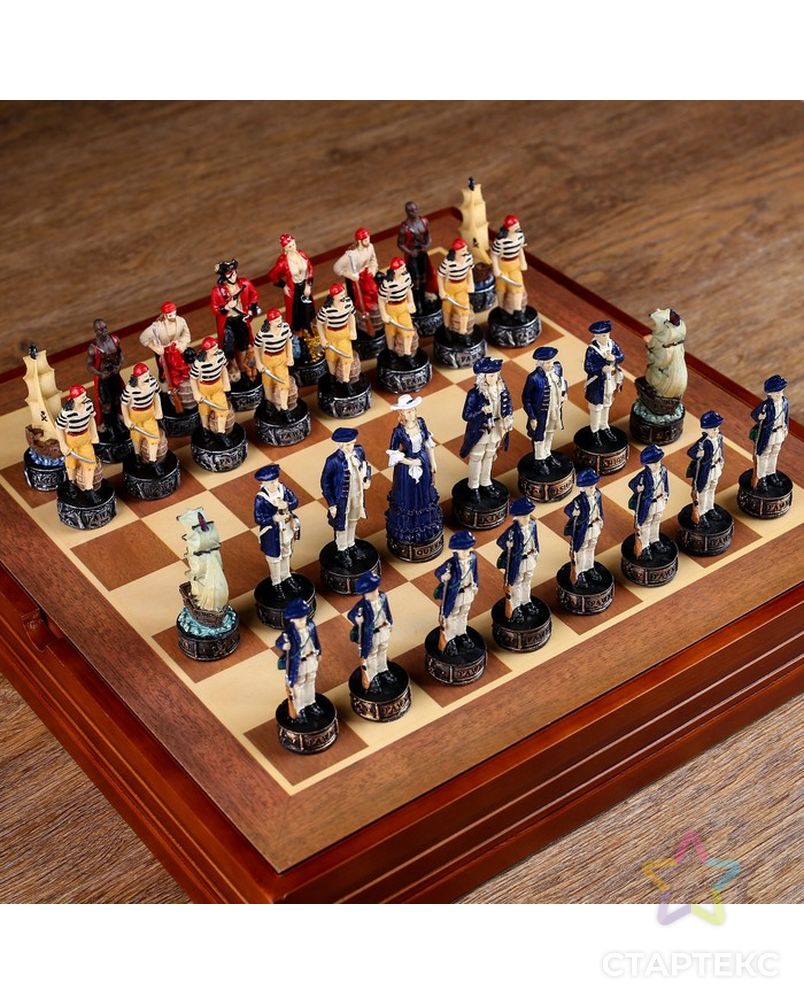 Шахматы сувенирные "Пиратская схватка" (доска 36х36х6 см, h=8 см, h=6 см) арт. СМЛ-77691-1-СМЛ0004603581 2