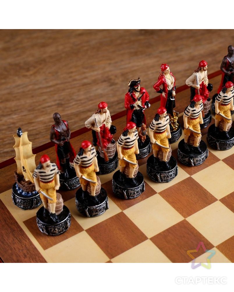 Шахматы сувенирные "Пиратская схватка" (доска 36х36х6 см, h=8 см, h=6 см) арт. СМЛ-77691-1-СМЛ0004603581 7