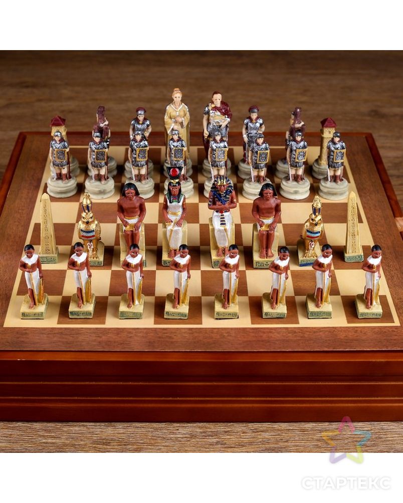 Шахматы сувенирные "Битва за Египет" (доска 36х36х6 см,  h=8 см, h=6 см) арт. СМЛ-77697-1-СМЛ0004603588 1