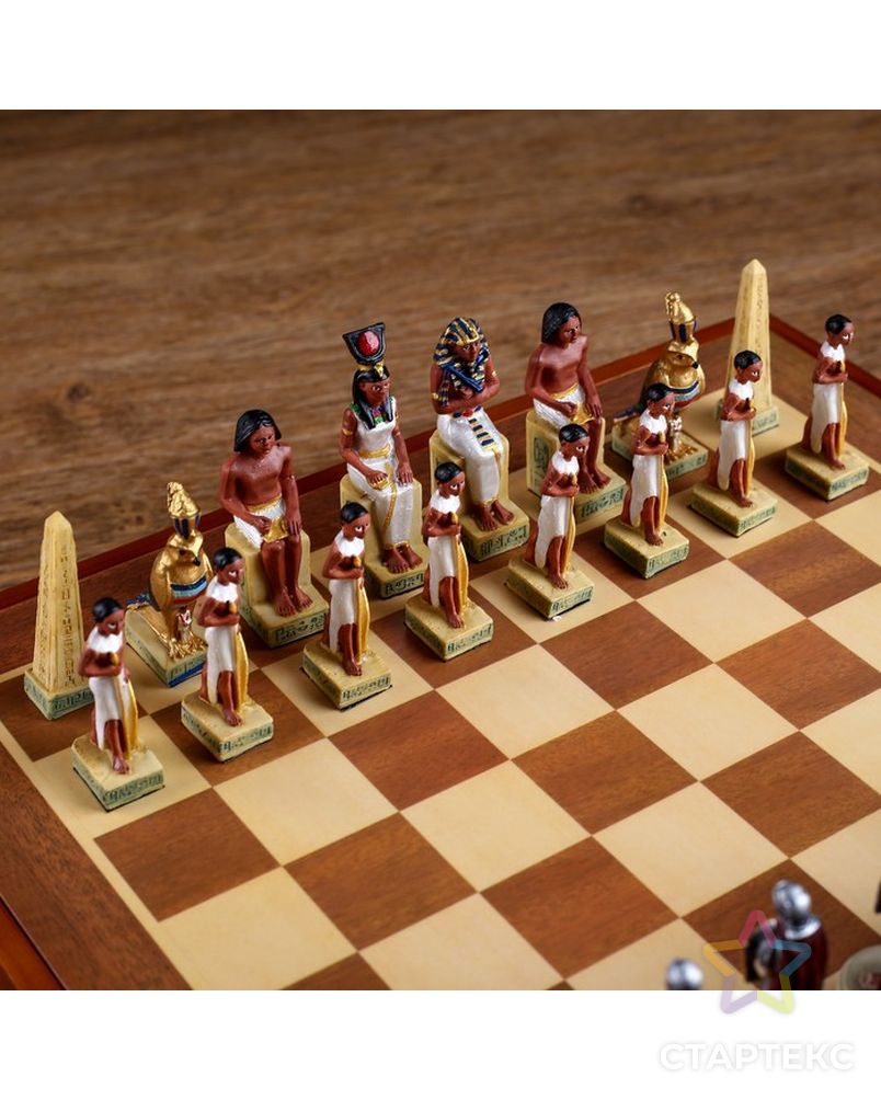 Шахматы сувенирные "Битва за Египет" (доска 36х36х6 см,  h=8 см, h=6 см) арт. СМЛ-77697-1-СМЛ0004603588 8