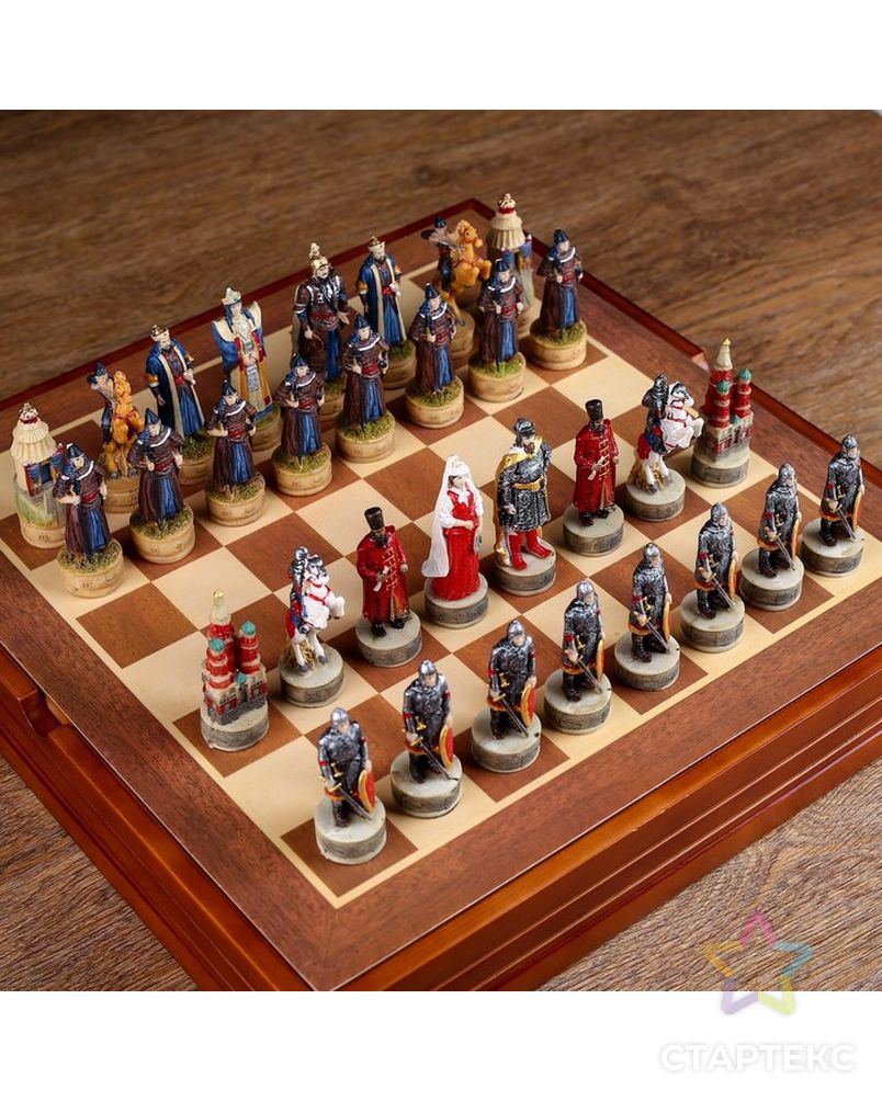 Шахматы сувенирные "Монгольское иго" (доска 36х36х6 см, h=8 см, h=6 см) арт. СМЛ-127252-1-СМЛ0004603589 2