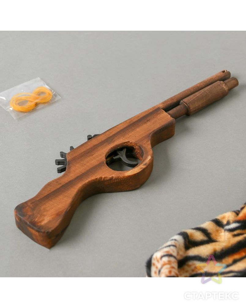Игрушка деревянная стреляет резинками «Пистолет» 2,2×27×8 см арт. СМЛ-77874-1-СМЛ0004607919 2