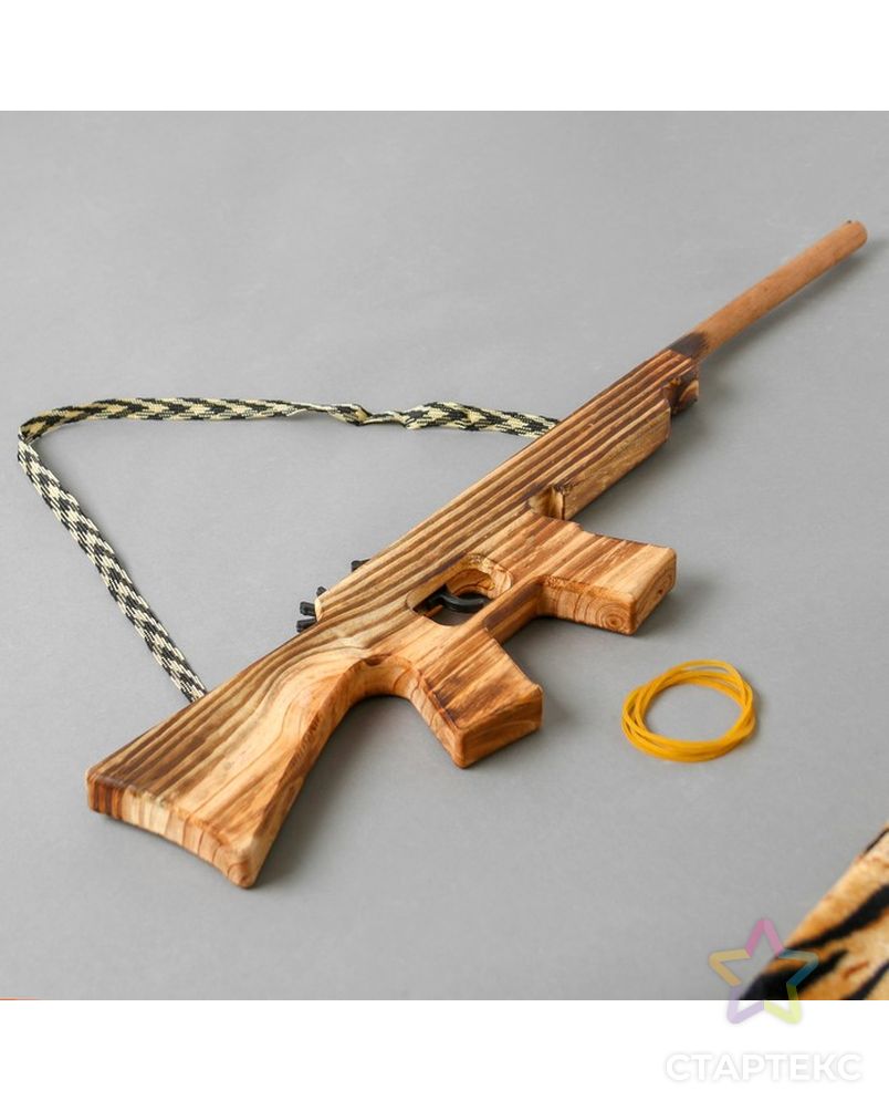 Игрушка деревянная стреляет резинками «Автомат» 57 × 11.5 × 2 см арт. СМЛ-77876-1-СМЛ0004607921 2