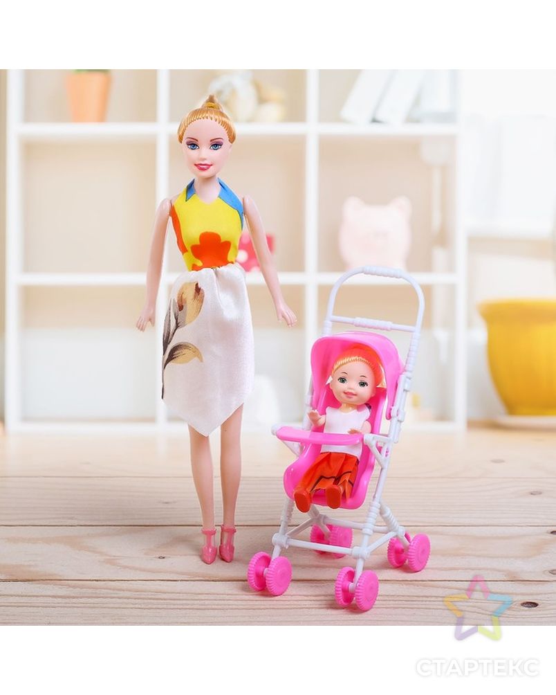 Кукла модель "Мама с дочкой", с коляской, МИКС арт. СМЛ-133028-1-СМЛ0000462639 1