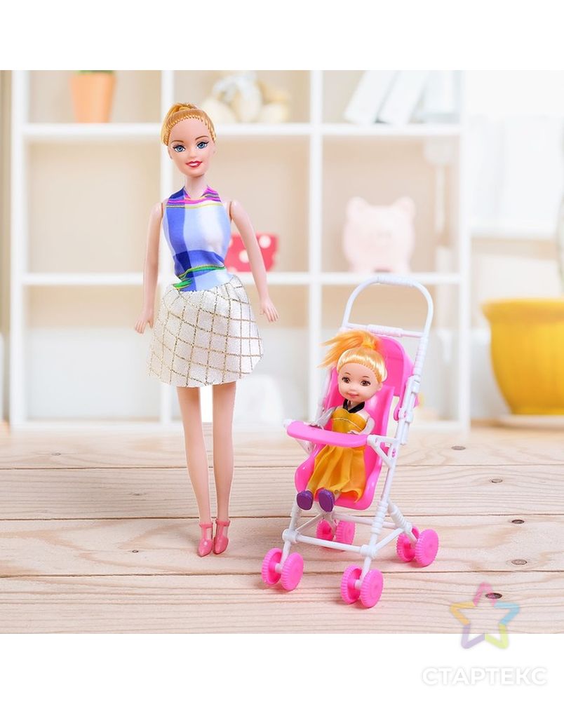 Кукла модель "Мама с дочкой", с коляской, МИКС арт. СМЛ-133028-1-СМЛ0000462639 2