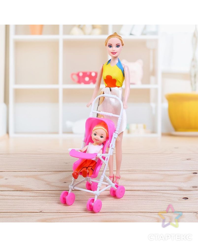 Кукла модель "Мама с дочкой", с коляской, МИКС арт. СМЛ-133028-1-СМЛ0000462639