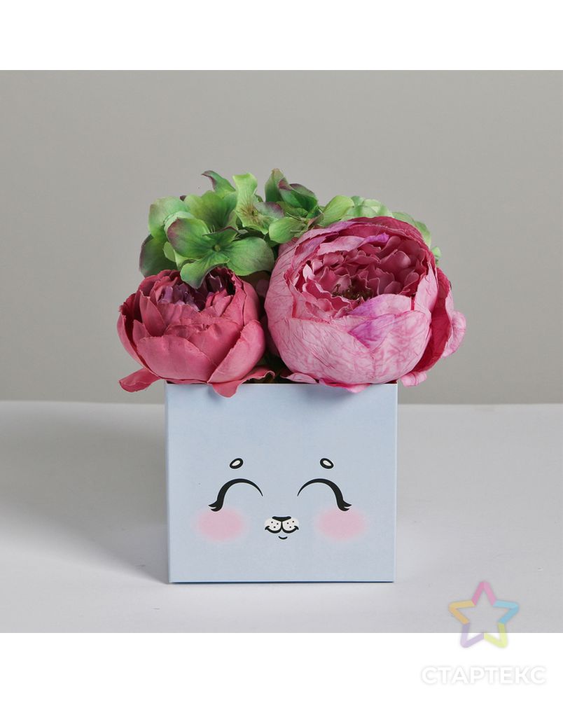 Коробка для цветов с топперами «Зайчик», 10 х 10 х 12 см арт. СМЛ-79620-1-СМЛ0004627890 3