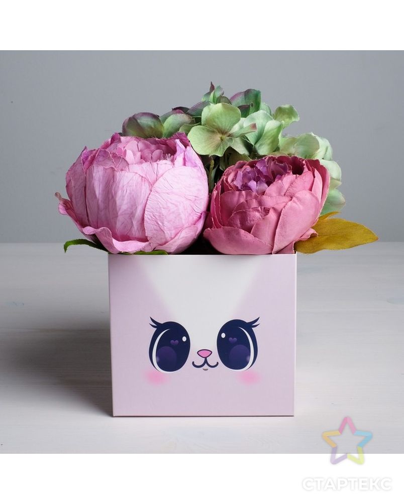 Коробка для цветов с топпером «Котик», 11 х 12 х 10 см арт. СМЛ-78549-1-СМЛ0004627893 3