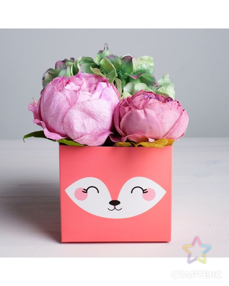 Коробка для цветов с топпером «Лисичка», 11 х 12 х 10 см арт. СМЛ-78550-1-СМЛ0004627895 2