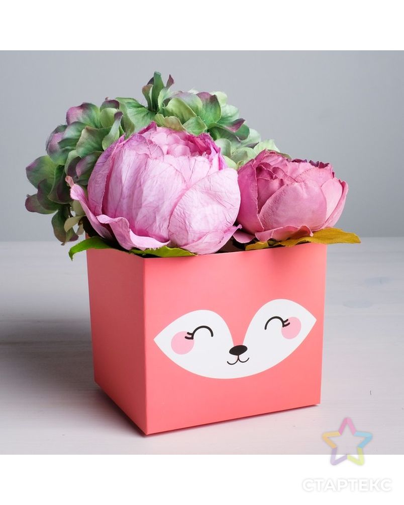Коробка для цветов с топпером «Лисичка», 11 х 12 х 10 см арт. СМЛ-78550-1-СМЛ0004627895 3