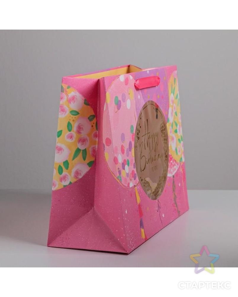 Пакет ламинированный с пластиковым окном Happy Birthday, 30,5 × 25 × 17,5 см арт. СМЛ-87158-1-СМЛ0004647174 2