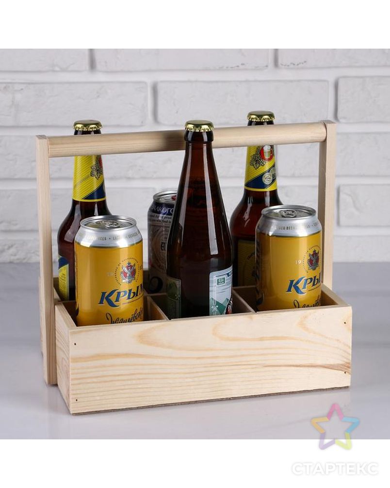 Ящик для пива, под 6 бутылок, с ручкой, массив Дарим Красиво арт. СМЛ-112005-1-СМЛ0004648428 3