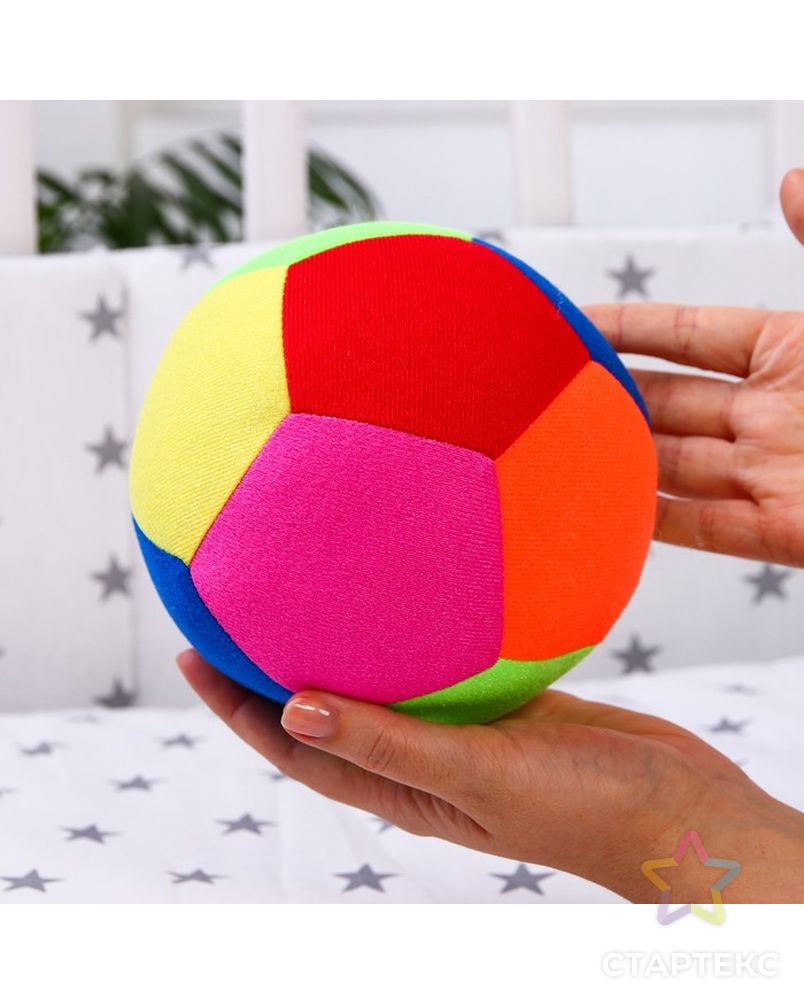 Развивающая игрушка «Мяч футбольный цветной», с бубенчиком арт. СМЛ-75197-1-СМЛ0004652798 4