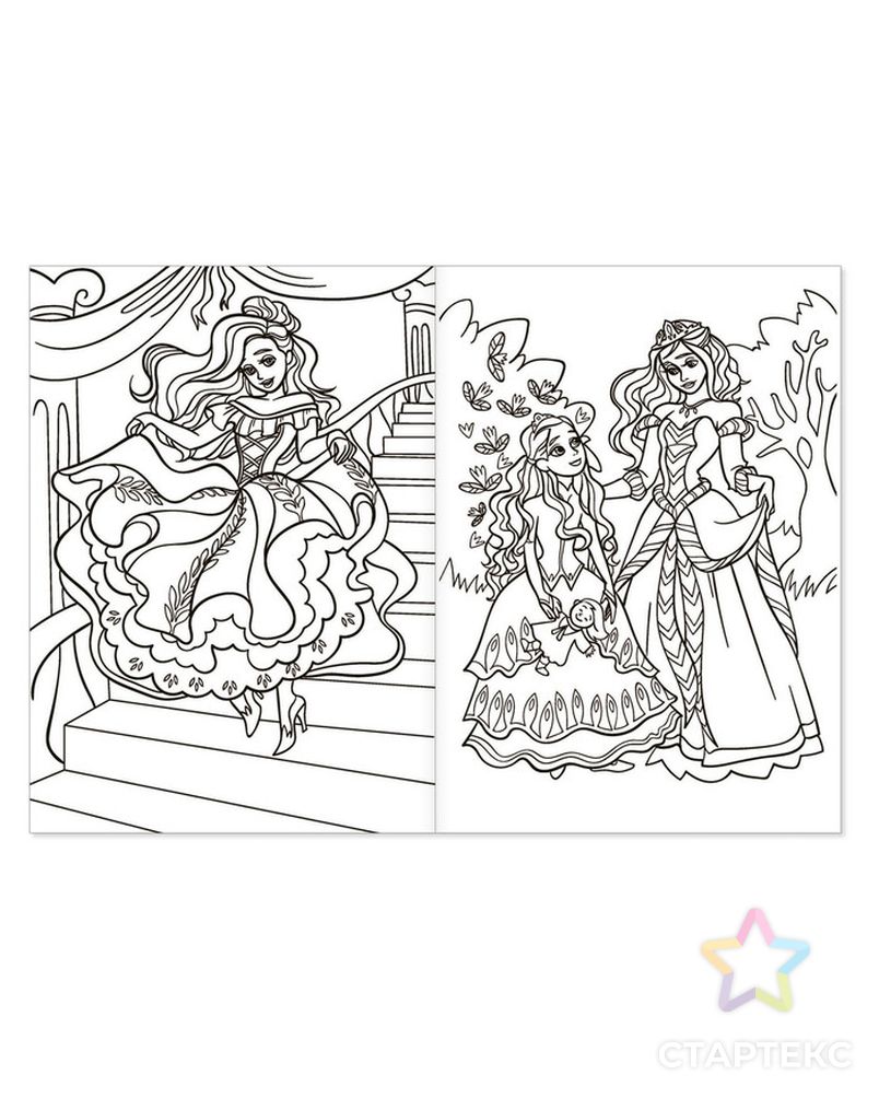 Раскраска «Сказочные принцессы», 16 стр., формат А4 арт. СМЛ-75410-1-СМЛ0004662382 2