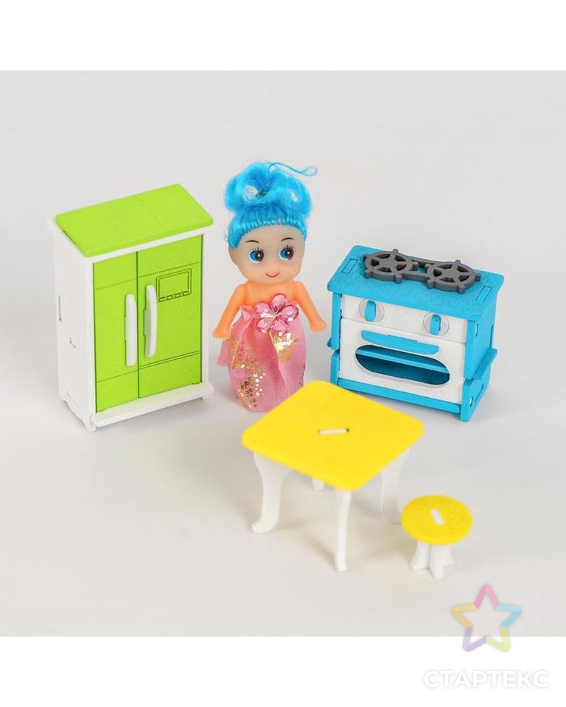 Мебель для кукол «Кухня» + куколка в подарок арт. СМЛ-87214-1-СМЛ0004663056