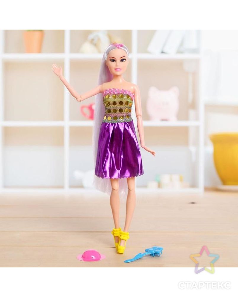 Кукла-модель шарнирная «Оля» в платье, с аксессуарами арт. СМЛ-79473-1-СМЛ0004669792 3