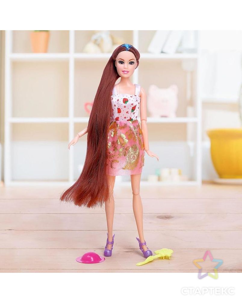 Кукла-модель шарнирная «Оля» в платье, с аксессуарами арт. СМЛ-79473-1-СМЛ0004669792 7