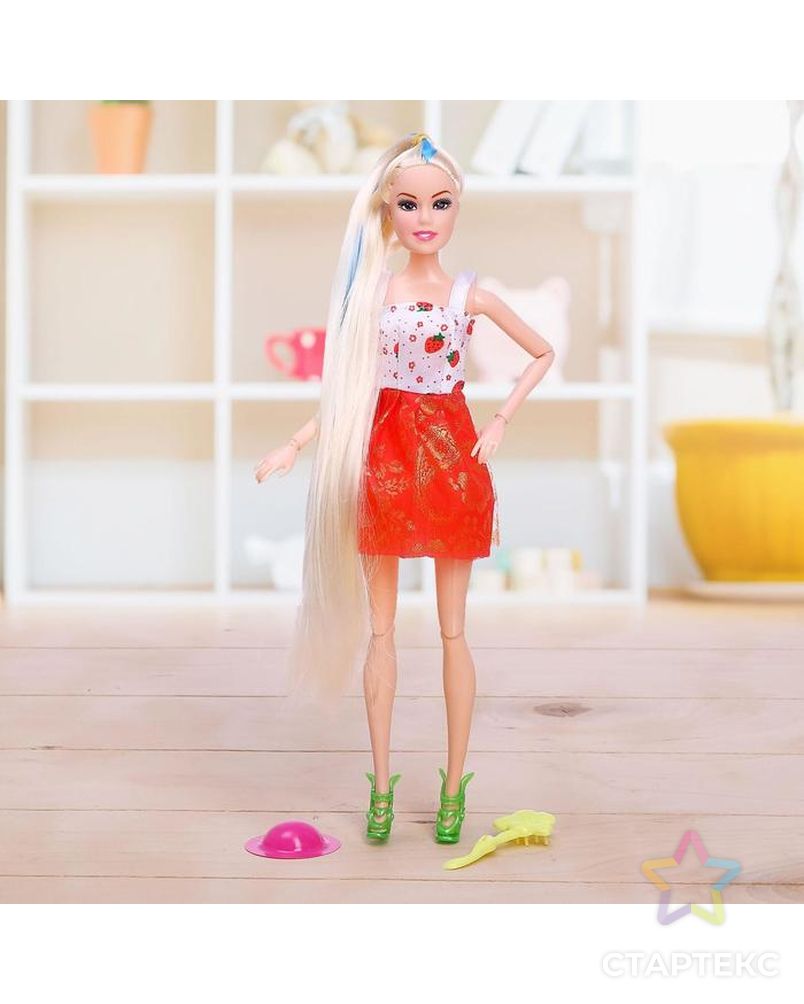 Кукла-модель шарнирная «Оля» в платье, с аксессуарами арт. СМЛ-79473-1-СМЛ0004669792 9