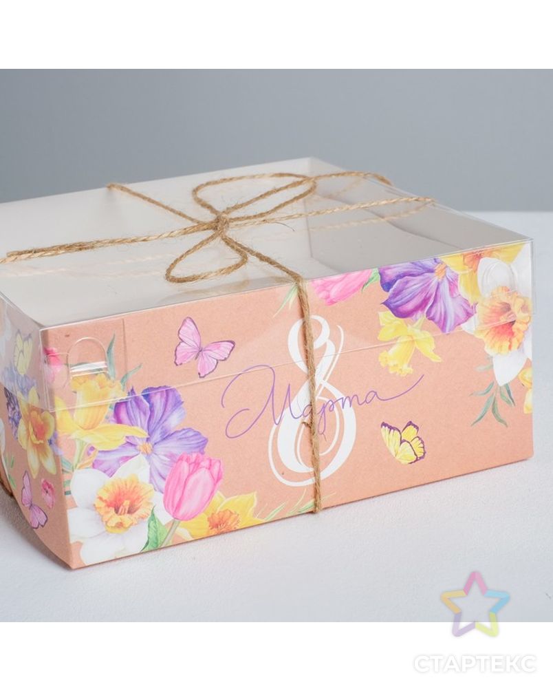 Коробка для капкейка «С 8 марта», 16 × 16 × 7.5 см арт. СМЛ-80279-1-СМЛ0004675046 3