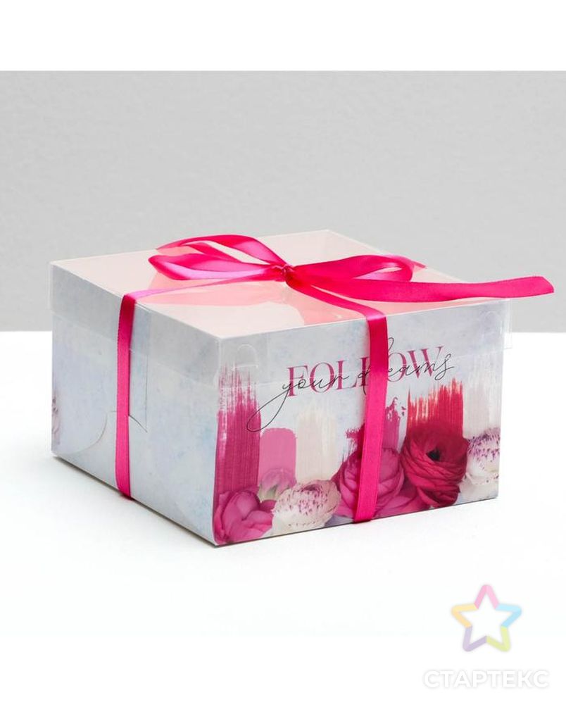 Коробка для капкейка Follow your dreams, 23 × 16 × 10 см арт. СМЛ-101025-2-СМЛ0004675058 1