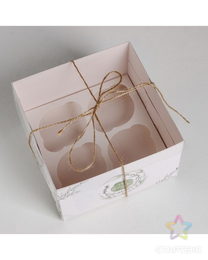 Коробка для капкейка «Для тебя», 16 × 16 × 7.5 см арт. СМЛ-85485-1-СМЛ0004675060 2