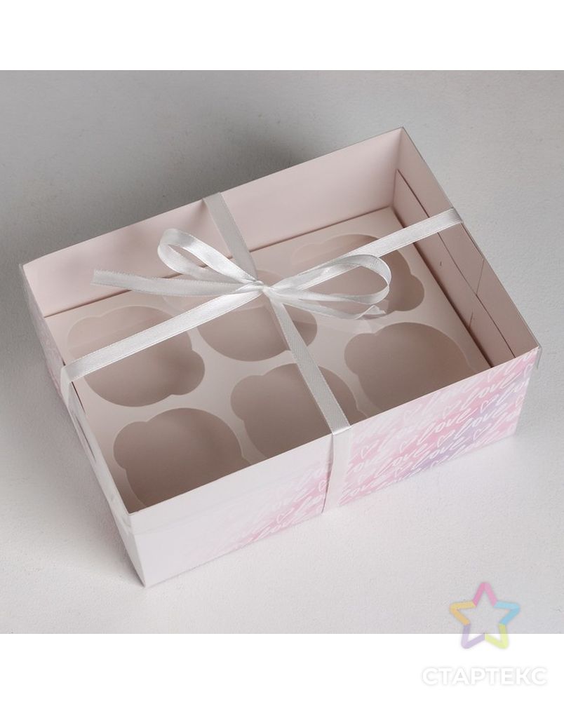 Коробка для капкейка Love, 16 × 16 × 10 см арт. СМЛ-100796-2-СМЛ0004675082 2