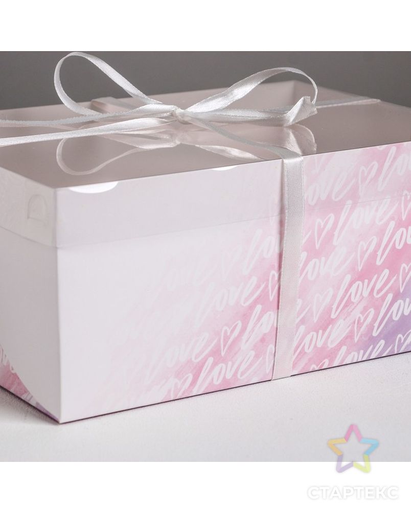 Коробка для капкейка Love, 16 × 16 × 10 см арт. СМЛ-100796-2-СМЛ0004675082 3