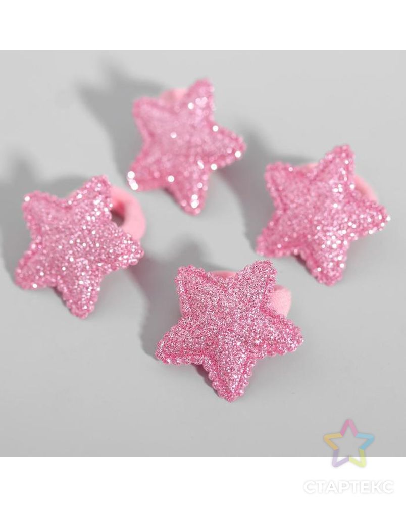 Набор резинок ВИНКС "Звёзды" розовые с блестками, 4 шт, 6х5 см арт. СМЛ-36125-1-СМЛ0004675389 2