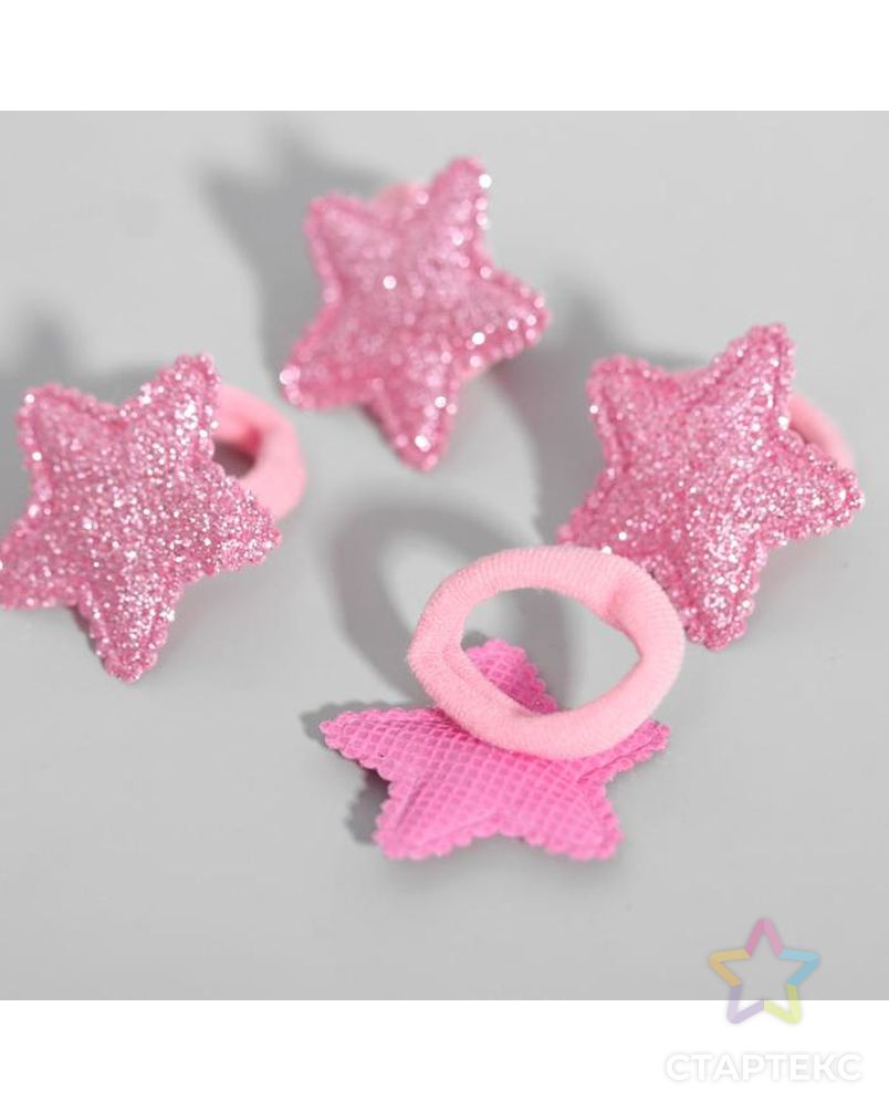 Набор резинок ВИНКС "Звёзды" розовые с блестками, 4 шт, 6х5 см арт. СМЛ-36125-1-СМЛ0004675389 3