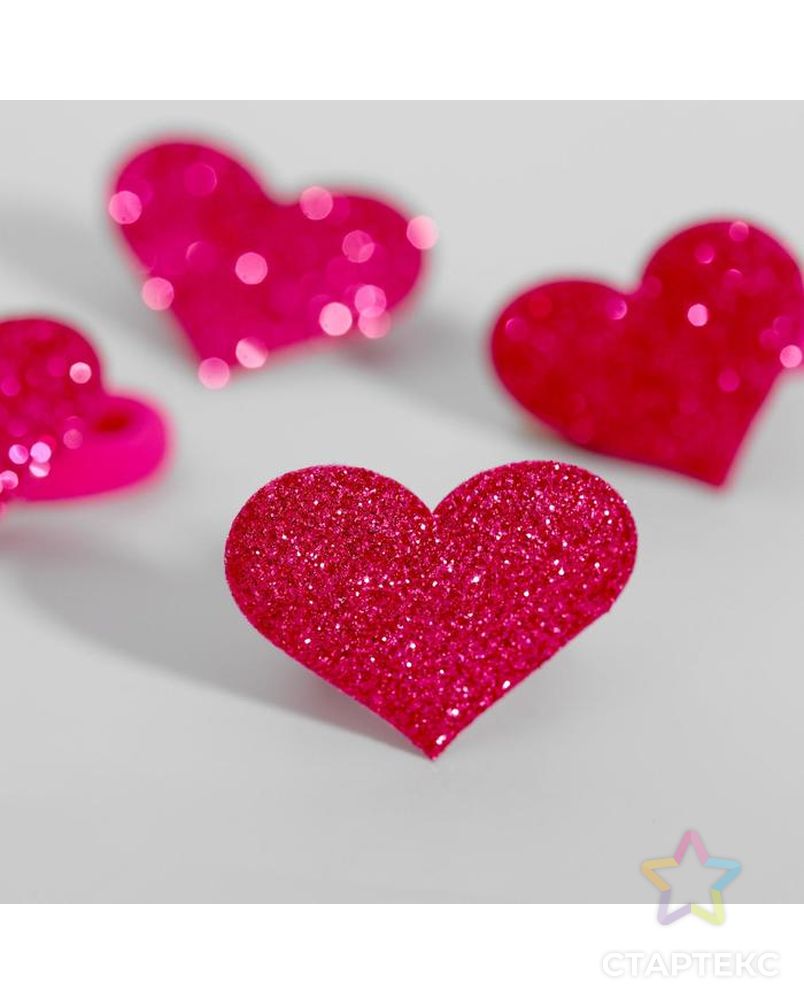 Набор резинок, Маша и Медведь "Сердца" розовые с блестками, 4 шт, 6х5 см арт. СМЛ-36131-1-СМЛ0004675395 2