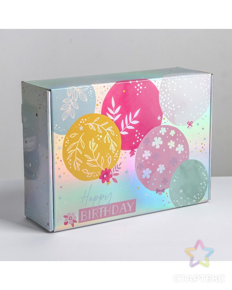 Складная коробка Happy Birthday, 30,5 × 22 × 9,5 см арт. СМЛ-78970-1-СМЛ0004687526 2