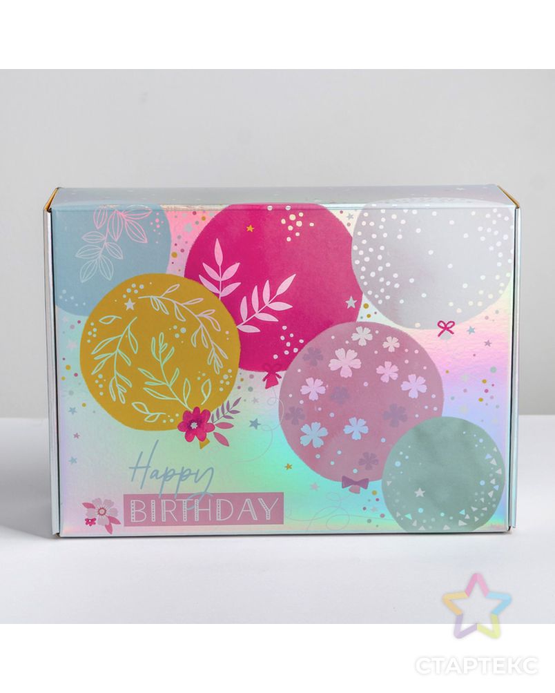 Складная коробка Happy Birthday, 30,5 × 22 × 9,5 см арт. СМЛ-78970-1-СМЛ0004687526 3