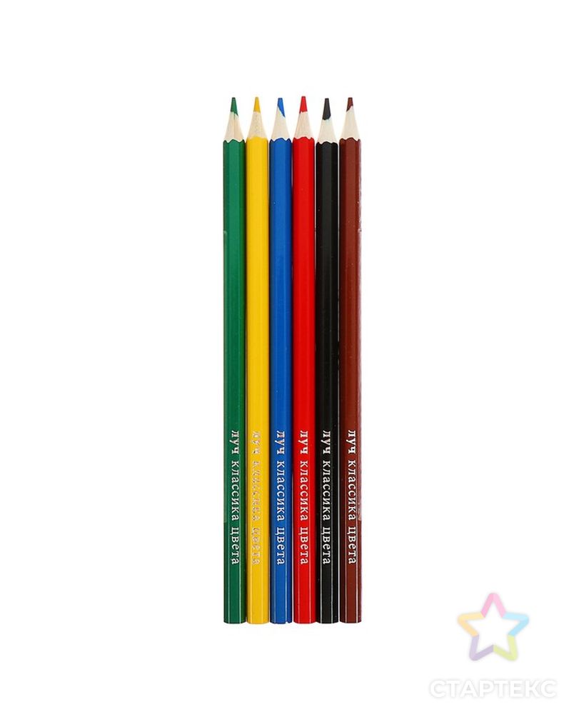 Цветные карандаши 6 цветов «Классика», шестигранные арт. СМЛ-175553-1-СМЛ0004704269 3