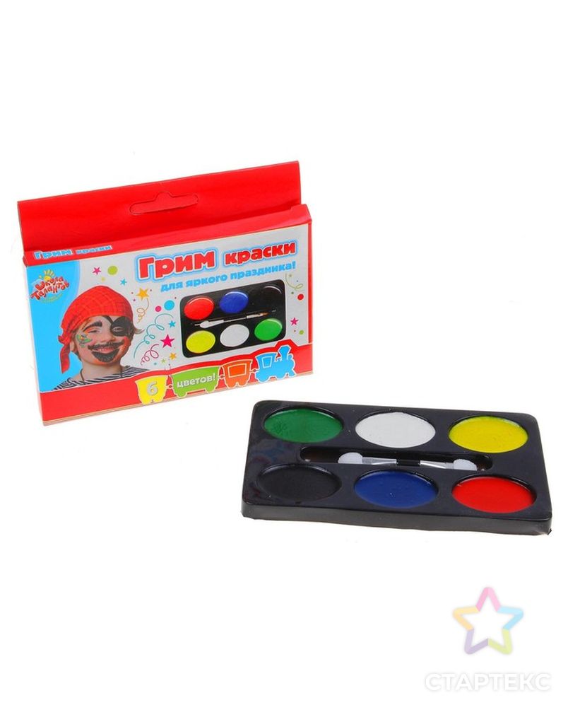 Краски-грим для лица и тела: 6 цветов + аппликатор арт. СМЛ-55602-1-СМЛ0000470648 1